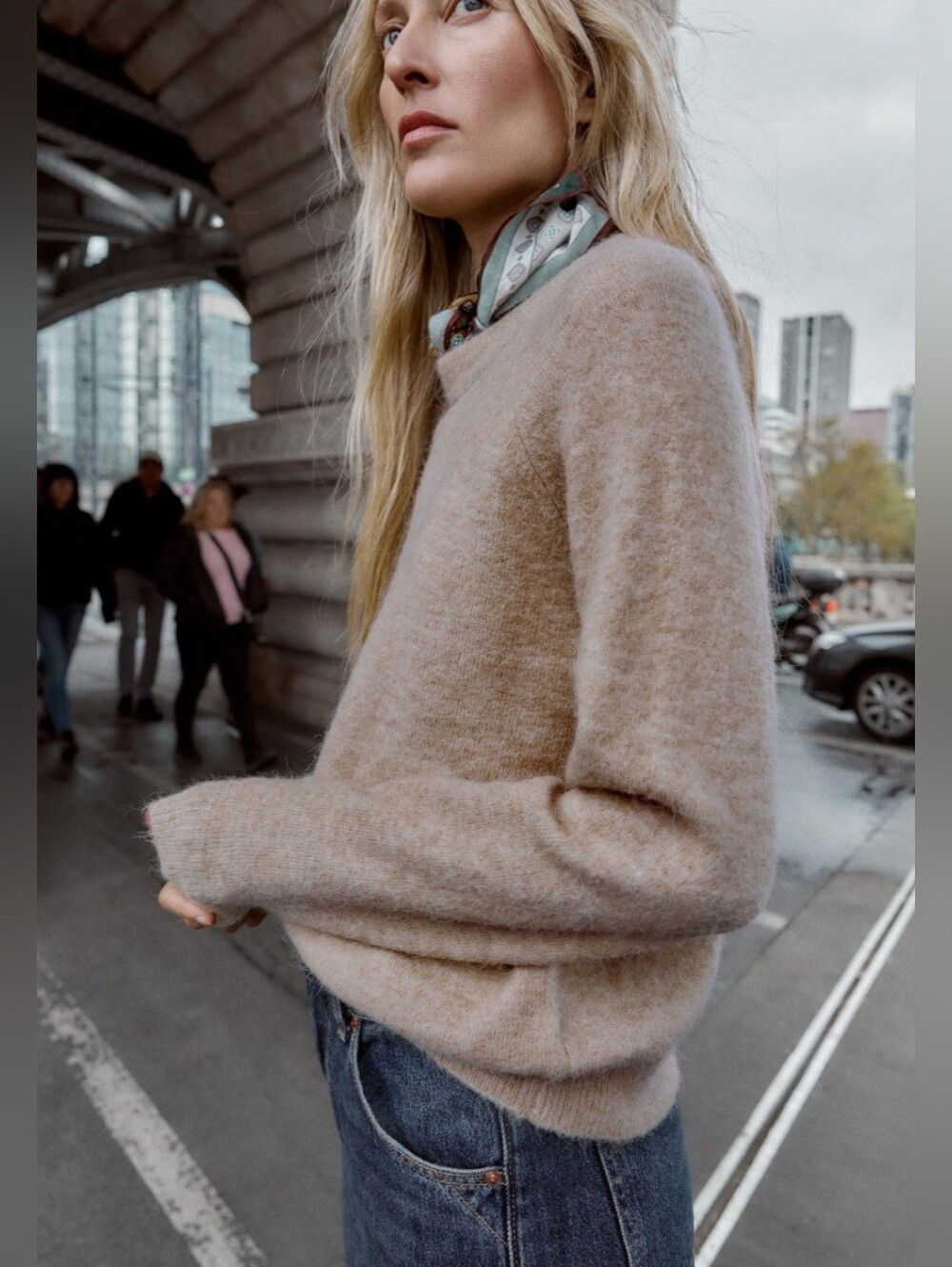 Zara Women's Scoopneck Sweater in Light Brown - Picture 3 of 9
